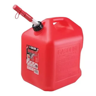 (2) Ea Midwest 5600 5 Gallon Red Poly Gas Gasoline Fuel Cans Spill Proof Spouts • $64.89