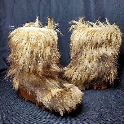 Vintage Genuine Goat Hair Fur Boots Super Shaggy YETI LAMA Cleated Rubber Size 6 • $439.90