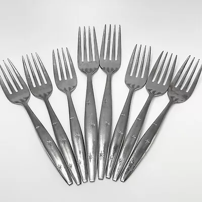 MCM Stainless Japan Forks 2 Dinner 6 Salad Atomic Starburst Star Lot • $19.99