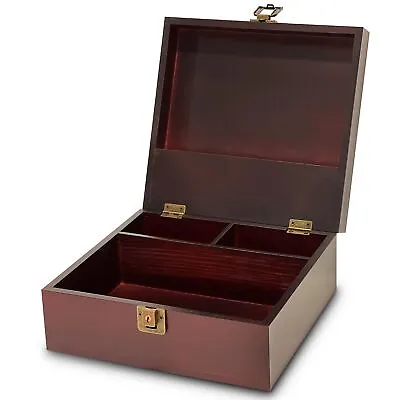 Locking Wooden Keepsake And Storage Box For Home Decor Wood Compartments • $24.95