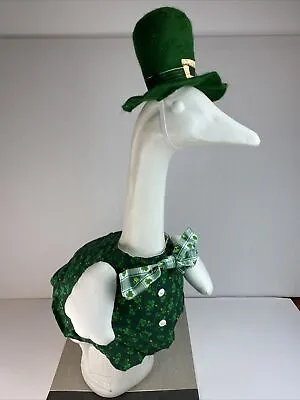 $14.80 • Buy Concrete Goose Clothes Outfit St Patricks Day  Print Dress/Vest W/ Felt Hat Bow