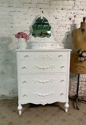 Painted Cottage Shabby Chic Dresser/ Chest And Mirror • $795
