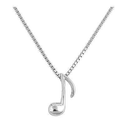 925 Sterling Silver 11mm Music Note Pendant Necklace Women Girls • $15.99