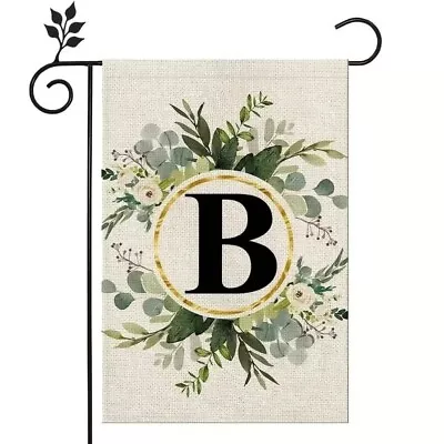 Monogram Letter Garden Flag Floral  For Outside Small Burlap Family Last Name B • $8