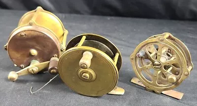 $99.99 • Buy Vintage Antique Fishing Reel Lot Of 3 Brass, Skeleton, 200 (Vom Hofe Hardy Era)