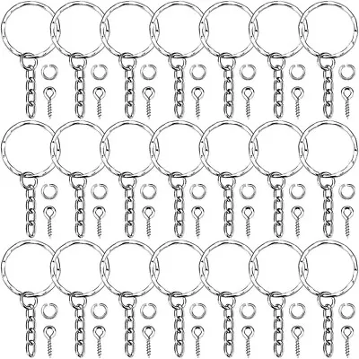 £6.40 • Buy 50x Ring Key Chains Kits Keyring With Eye Screw DIY Accessories Jewelry Making