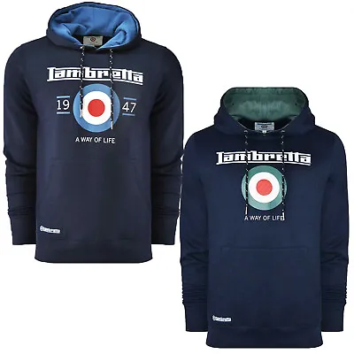 Mens Lambretta Hoodie Jumper MOD Target Scooter 1947 Drawcord Warm Ska UK S-4XL • £36.95