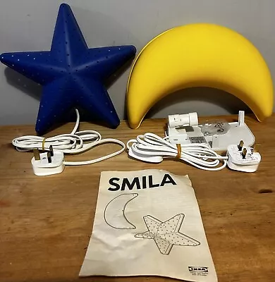 IKEA Smila Stjarna Blue Star And Mane Yellow Moon Wall Lights. New • £20
