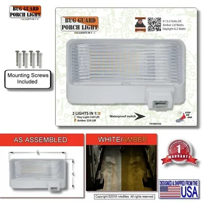 $36.17 • Buy WHITE, 12V Dual Amber/White LED Flood Porch Light For RV's And Off Grid Housing