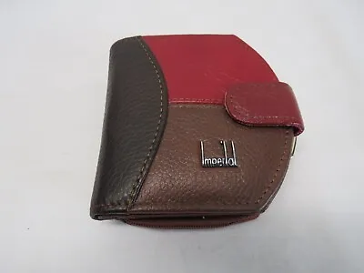 New IMPERIAL HORSE Brown Red Patchwork Leather Wallet Coin Purse • £24.32