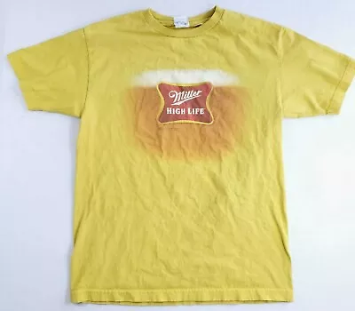 Vintage Miller High Life Shirt Adult Medium Yellow Short Sleeve Cotton AAA • $17.99