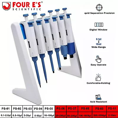 $28.99 • Buy Lab Single Channel Manual Adjustable Micropipette Toppette Pipette Pipettor/Rack