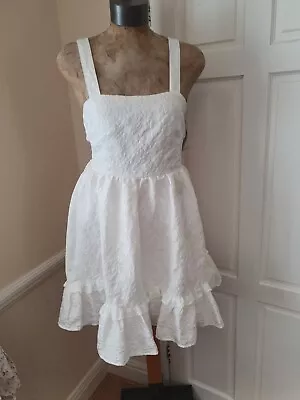Sister Jane  White Mariella Jacquard Mini Dress - Size L  - UK12 • £35