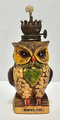 Vtg Chalkware Owl Oil Lamp Memphis Tennessee On Log Mini Lamp Japan No Glass MCM • $14.11