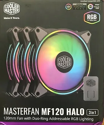 Cooler Master - MFL-B2DN-183PA-R1 - MasterFan MF120 Halo Cooling Fan - 3 Pack • $74.95