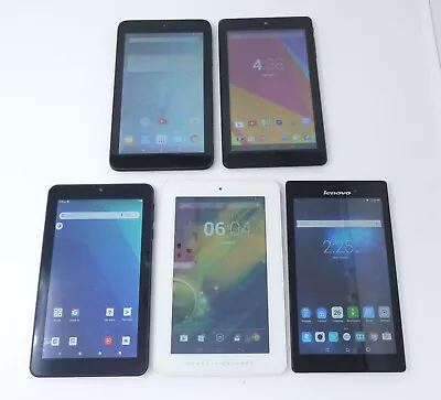 Lot Of 5 Working 7  Android Tablets - Alcatel Pixi 7 / Onn / Lenovo / BLU / HP • $69.99