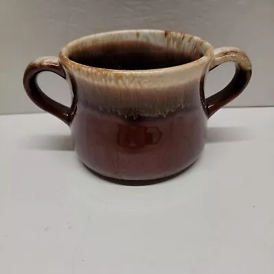 McCoy Pottery Brown Drip Sugar Soup Bowl Double Handle Vintage • $6