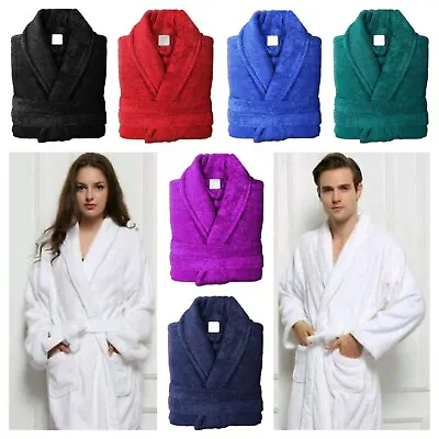 Unisex Terry Towel Bath Robe Egyptian Cotton Luxury Soft Towelling Dressing Gown • £15.89