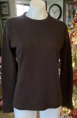 J Crew 100% Cashmere Sweater Chocolate Brown M Medium Crew Neck* • $29.99