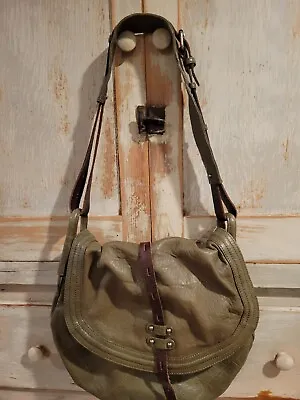 RNY Revel Unisex Brown Olive Leather Handbag Steampunk Saddle Purse Bag $200 • $25