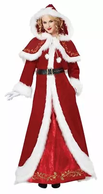 Mrs Claus Deluxe-Adult Costume Santa Womens Holidays Cape Dress-New! • $104.95