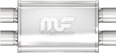 MAGNAFLOW 11379 Muffler Stainless Steel 2.5 ID Dual In Dual Out 4 X 9 Oval 17 Lg • $159