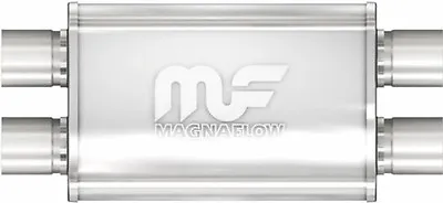 MAGNAFLOW 11386 Muffler Stainless Steel 2.5 ID Dual In Dual Out 4 X 9 Oval 20 Lg • $159