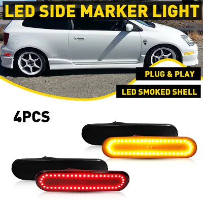 Front Amber Rear Red LED Bumper Side Marker Lamp For 02-05 Honda Civic Si EP3 • $47.99
