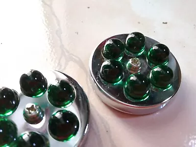 Vintage Marble Reflectors GREEN Cat Eye Marble (4 Cm Diameter) 1 Pair • $33.14