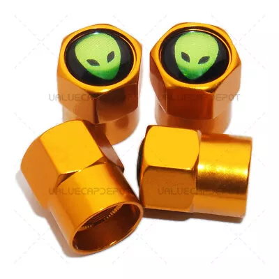 4pcs Hex Fit UFO Car Wheels Tire Air Valve Caps Stem Dust Cover Decor Gold • $7.99