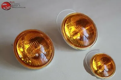 Amber Len Fog Lamp Light 3 Replacement Bulbs Vintage Style 12 Volt Hot Rod Truck • $145.58