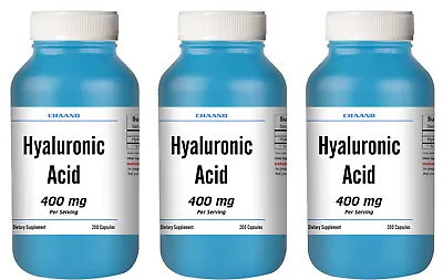 $99.33 • Buy Hyaluronic Acid LOT OF 3 400mg/200mg Supplement - 600 Capsules Huge Bottles 