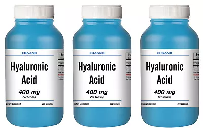 $99.33 • Buy Hyaluronic Acid LOT OF 3 400mg/200mg Supplement - 600 Capsules Huge Bottles 
