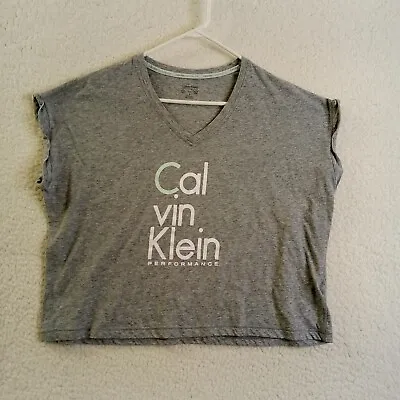 Calvin Klein Performance Crop Top Sleeveless Medium T-Shirt Gray • $14.88