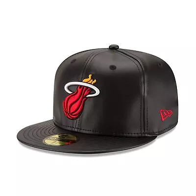 [70344056] Mens New Era NBA 59Fifty 5950 Faux Leather Fitted - Miami Heat • $26.99