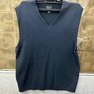 Reunion Menswear Men's Navy Blue Solid V-Neck Pullover Sweater Vest  Large • $16.99