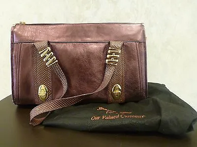 La Gioe Di Toscana Large Purse Dust Bag Metallic Purple Gold Trim Leather • $39.95
