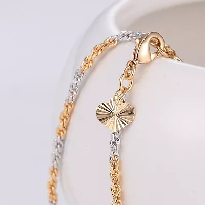 9K 9ct White & Yellow Gold Plated Bell Rope ANKLE CHAIN ANKLET 10.63   Gift Uk • £9.99