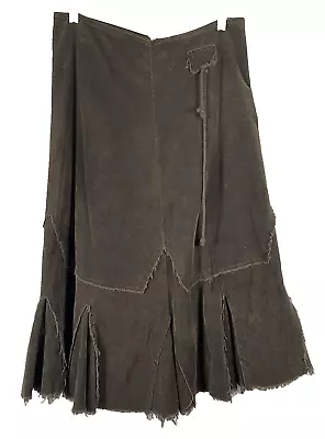 Corduroy Brown Midi Mermaid Skirt Size Large L/XL Boho Distressed Cottage Core • $17