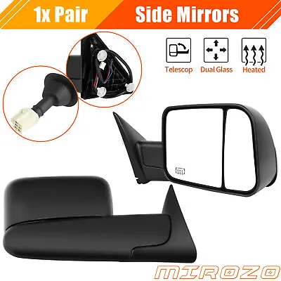 MIROZO Pair Side Tow Mirrors Power Heated For 1998-2001 Dodge Ram 1500 2500 3500 • $102.98