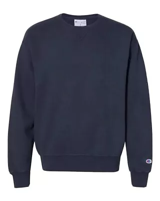 Champion Men Garment Dyed Crewneck Sweatshirt Blend V-notch CD400 Medium Navy • $11
