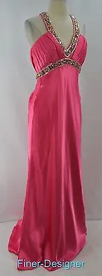 $69.95 • Buy Designer Beaded Liquid Watermelon Gown Long Dress Formal Prom F3551 Dress SZ 8 