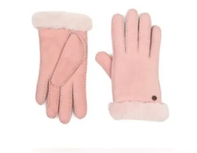 NWT New UGG Australia Shearling Exposed Cuff Gloves Pink Cloud Large • £66.46