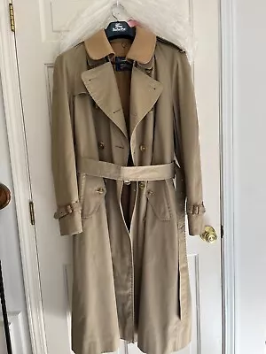 Vintage Men's Burberry's Khaki Trench Coat 42 Long Removable Wool Liner -  • $240