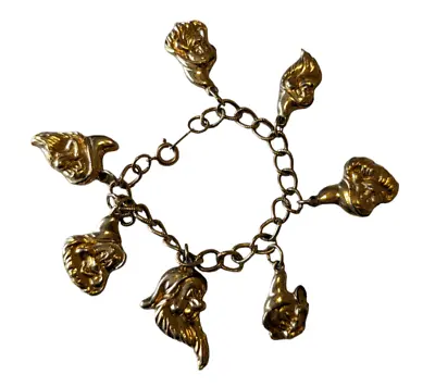 Seven Dwarfs Disney Snow White Vintage Gold-Toned Charm Bracelet 6” • $13.99