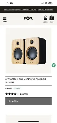 House Of Marley Get Together Duo Powerful Bookshelf Speakers/wireless/bluetooth • $75