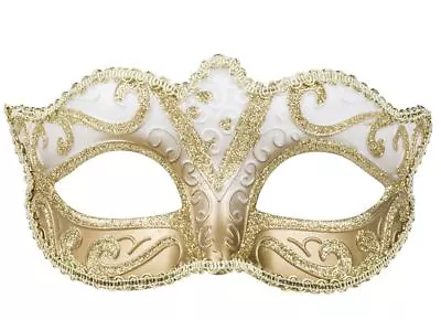 Gold Venice Felina Eye Mask Venetian Masquerade Ball Fancy Dress • £7.99