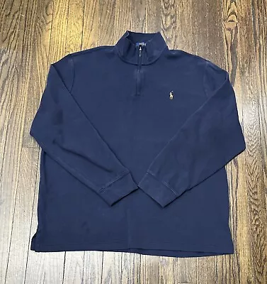 Polo Ralph Lauren Estate Rib 1/4 Zip Sweater Men’s XL Blue Flesh Pony • $24.99