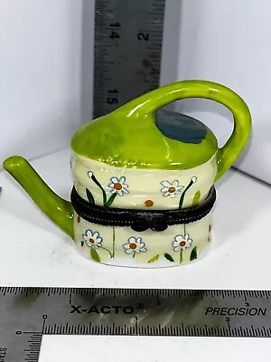 Vintage Garden Watering Can Hinged Trinket Box Ceramic • $10.10