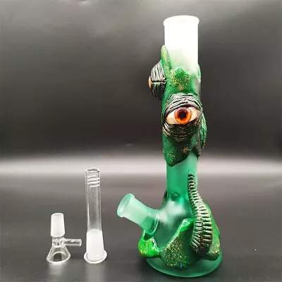 10 Inch Glow In The Dark Green Monster Eyes Glass Water Pipe Bong Hookah 14MM • $39.99